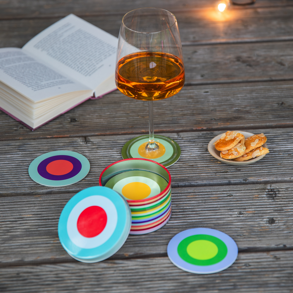 Set de vingt dessous de verre ronds Ronda aux couleurs variées, autre vue