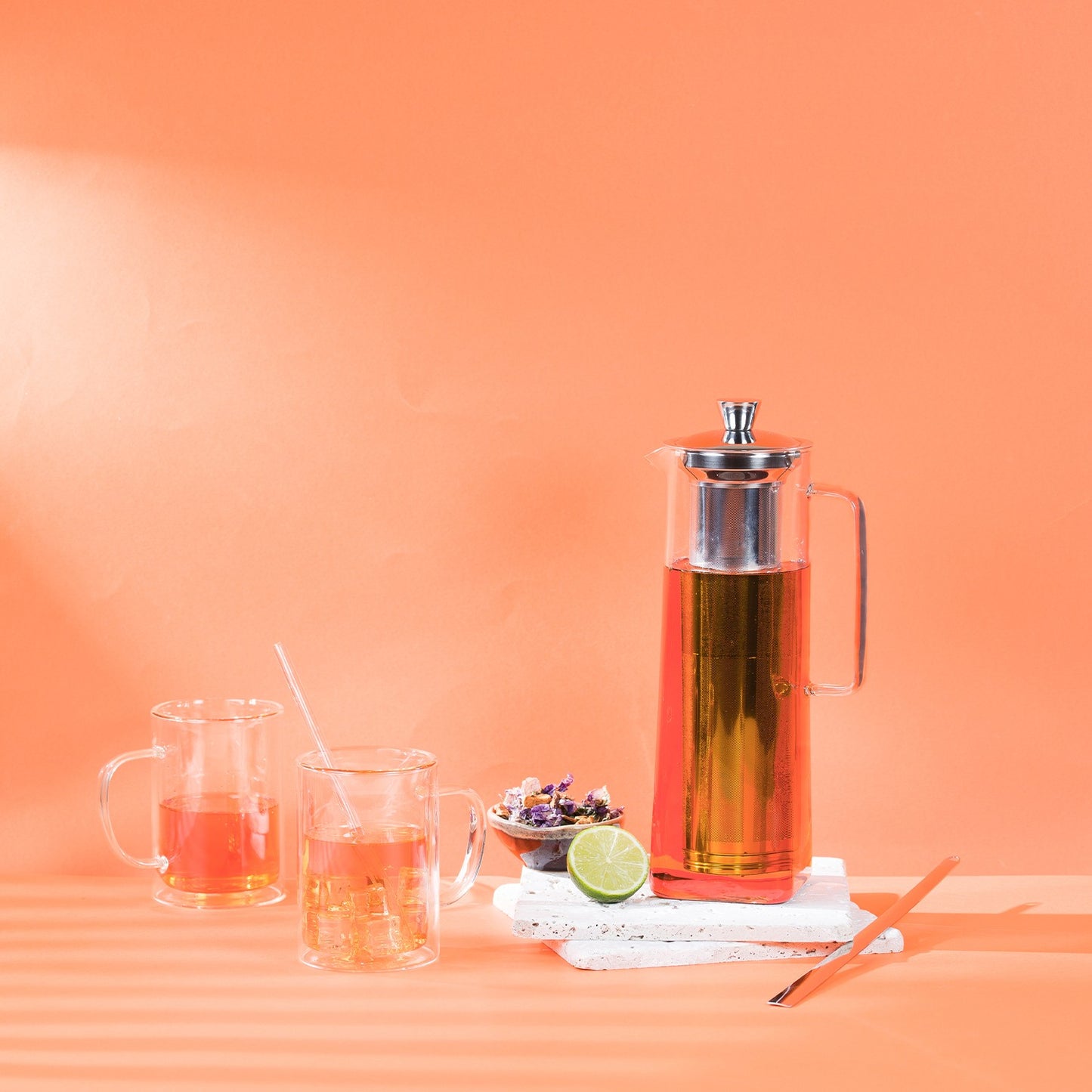 Long Island - théière en verre allongée avec filtre dévissable - Cristel