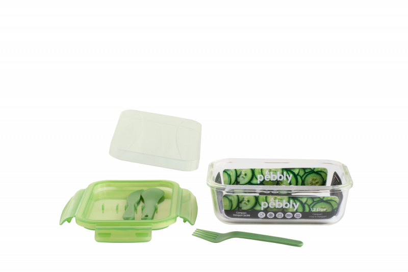 Lunchbox en verre avec couverts - Pebbly