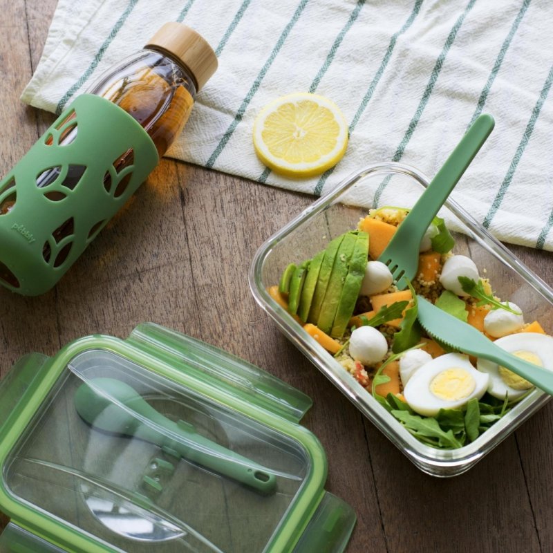 Lunchbox en verre avec couverts - Pebbly