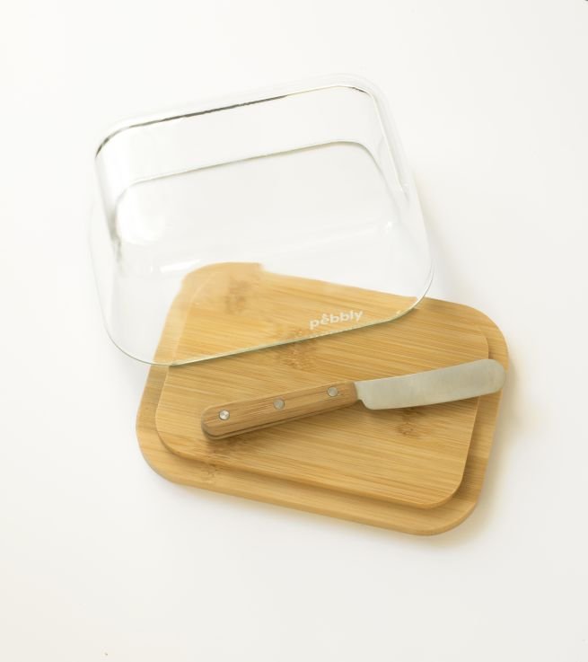 Set beurrier avec couteau en bambou - Pebbly