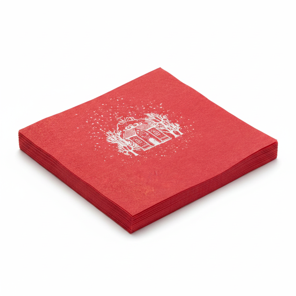 Serviettes papier maison pain d’épice rouge 40 x 40 cm - Françoise Paviot