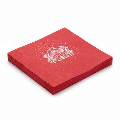 Serviettes papier maison pain d’épice rouge 40 x 40 cm - Françoise Paviot