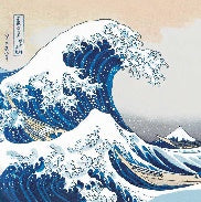 Serviette cocktail The Great Wave - vague bleue et écume blanche d'après Hokusai