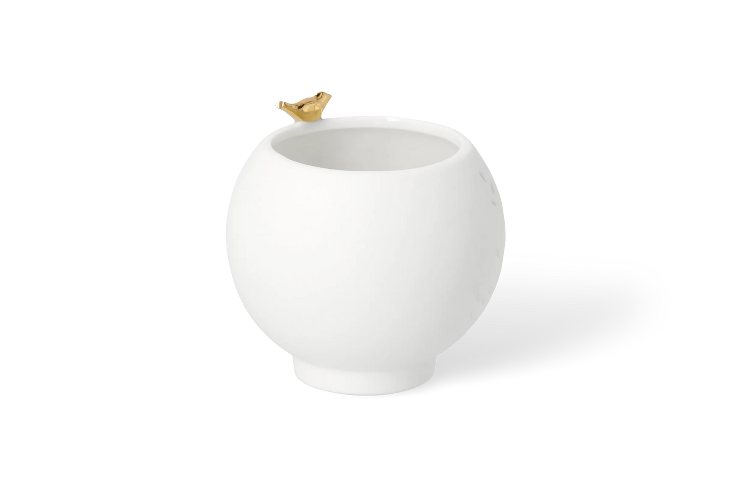 Photophore oiseau doré Räder porcelaine blanche