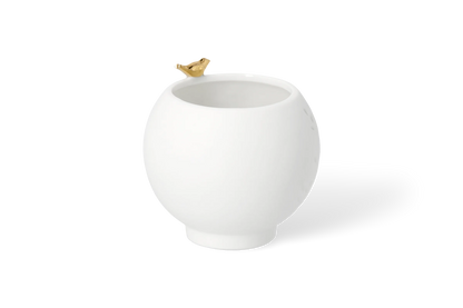 Photophore oiseau doré Räder porcelaine blanche