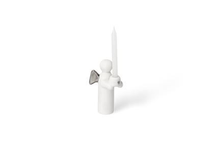 Bougie ange gardien argent Räder porcelaine blanche