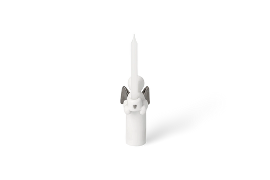 Bougie ange gardien argent Räder porcelaine blanche