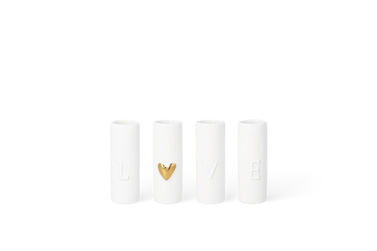Mini-vases Love Räder porcelaine blanche