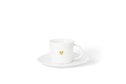 Tasse cœur doré dia 6 x h 5 cm Räder porcelaine blanche