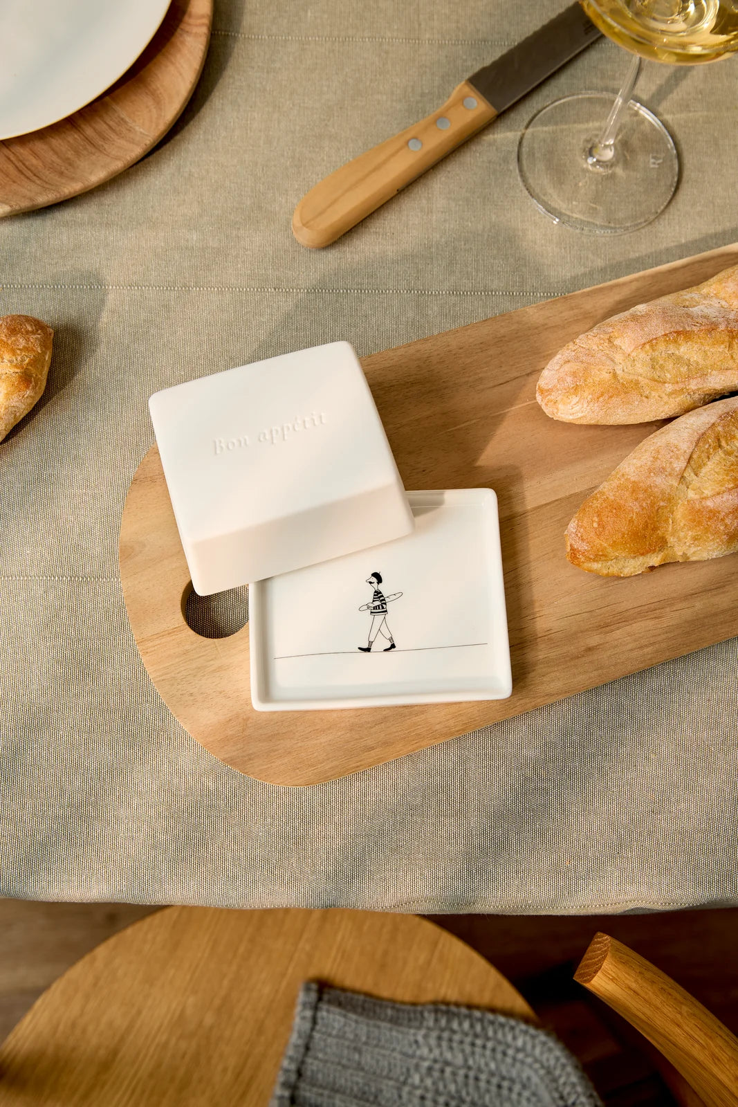 Beurrier petit modèle Bon appétit Räder porcelaine blanche