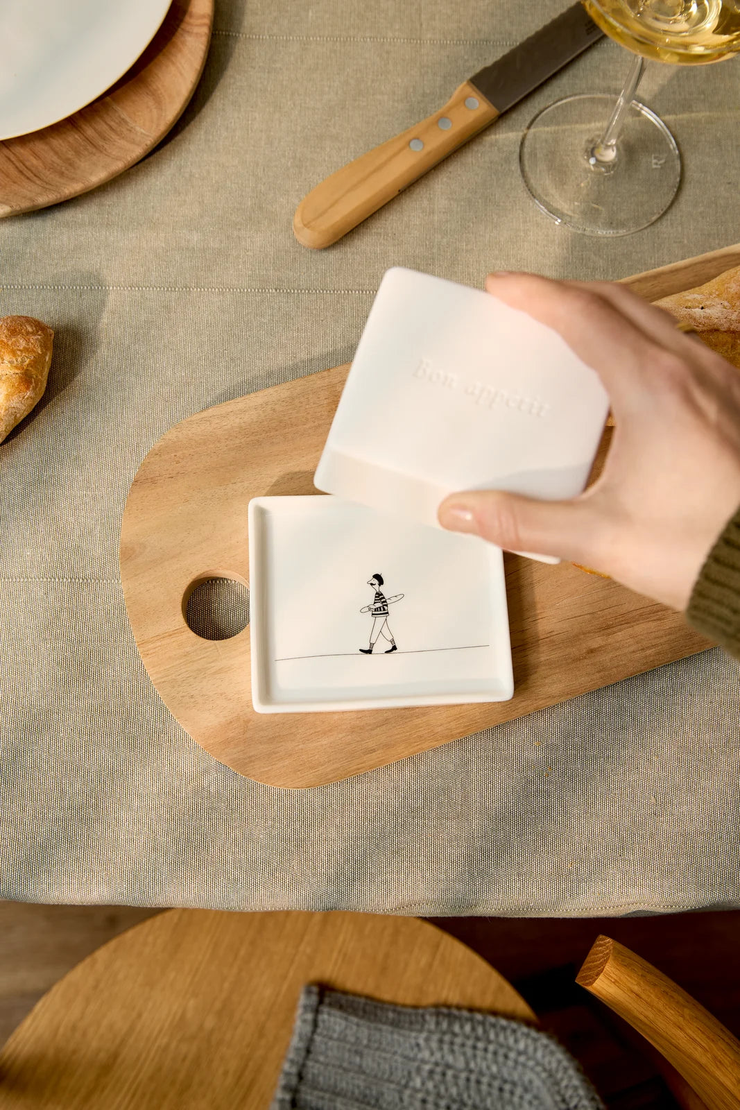 Beurrier petit modèle Bon appétit Räder porcelaine blanche