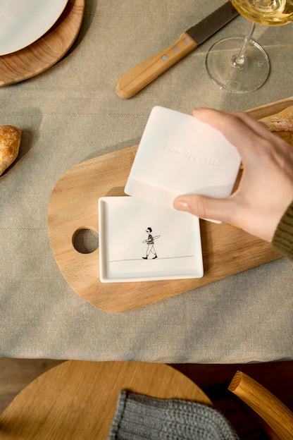 Beurrier petit modèle Bon appétit Räder porcelaine blanche