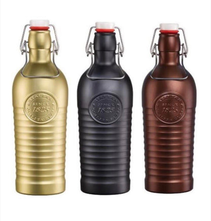 Bouteille en verre strié Bormioli Rocco à bouchon mécanique