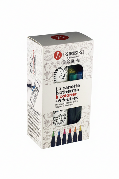 Canette isotherme Les Artistes motif dinosaure avec feutres