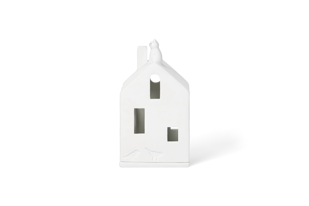 Maison lumineuse chat 7 x 7 x 13,5 cm Räder porcelaine