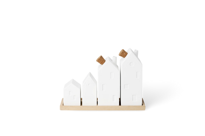 Ménagère maisons sel poivre huile Räder porcelaine blanche