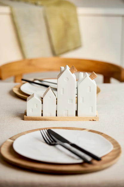 Ménagère maisons sel poivre huile Räder porcelaine blanche