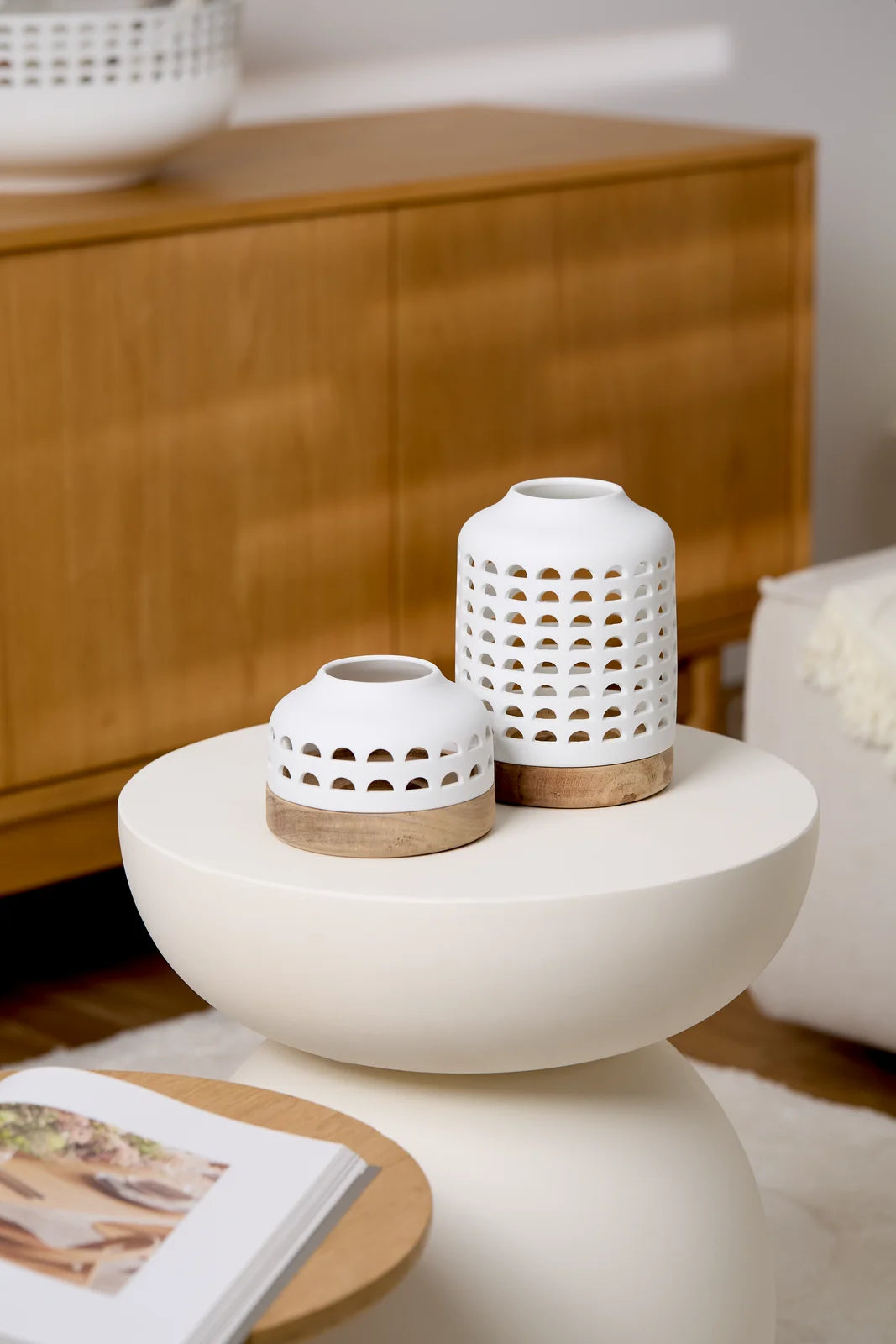 Lanterne d12 cm h17 cm Räder porcelaine blanche