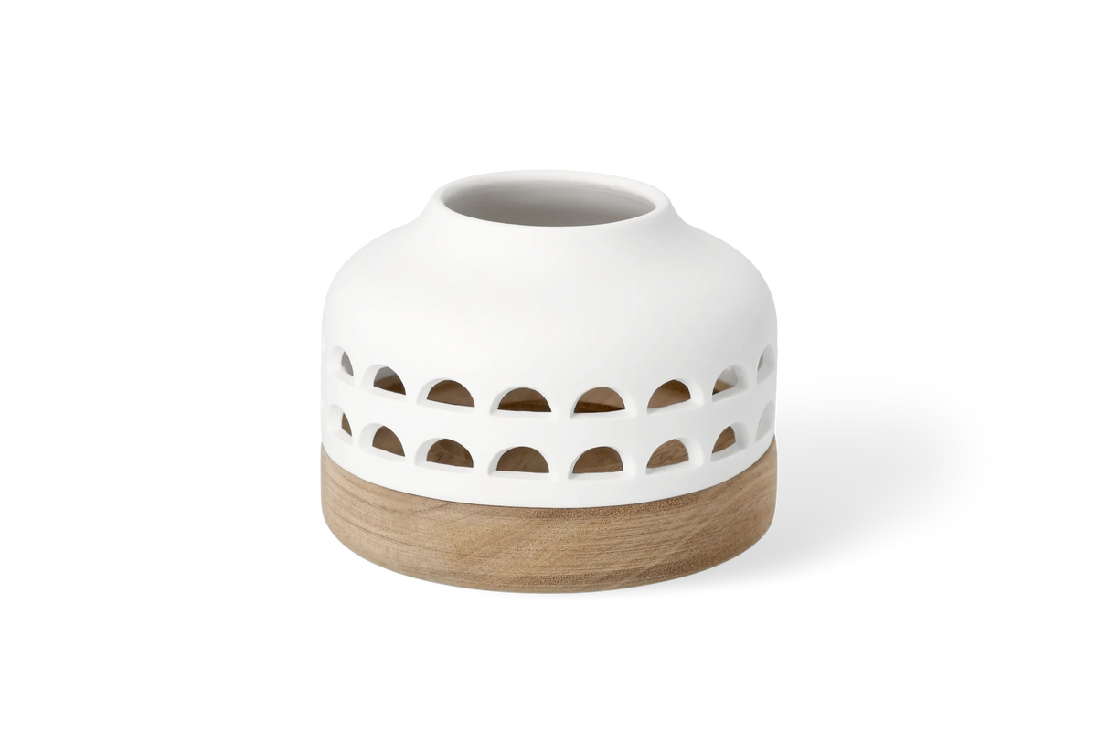 Lanterne d12 cm h9,5 cm Räder porcelaine blanche