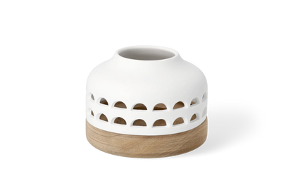 Lanterne d12 cm h9,5 cm Räder porcelaine blanche