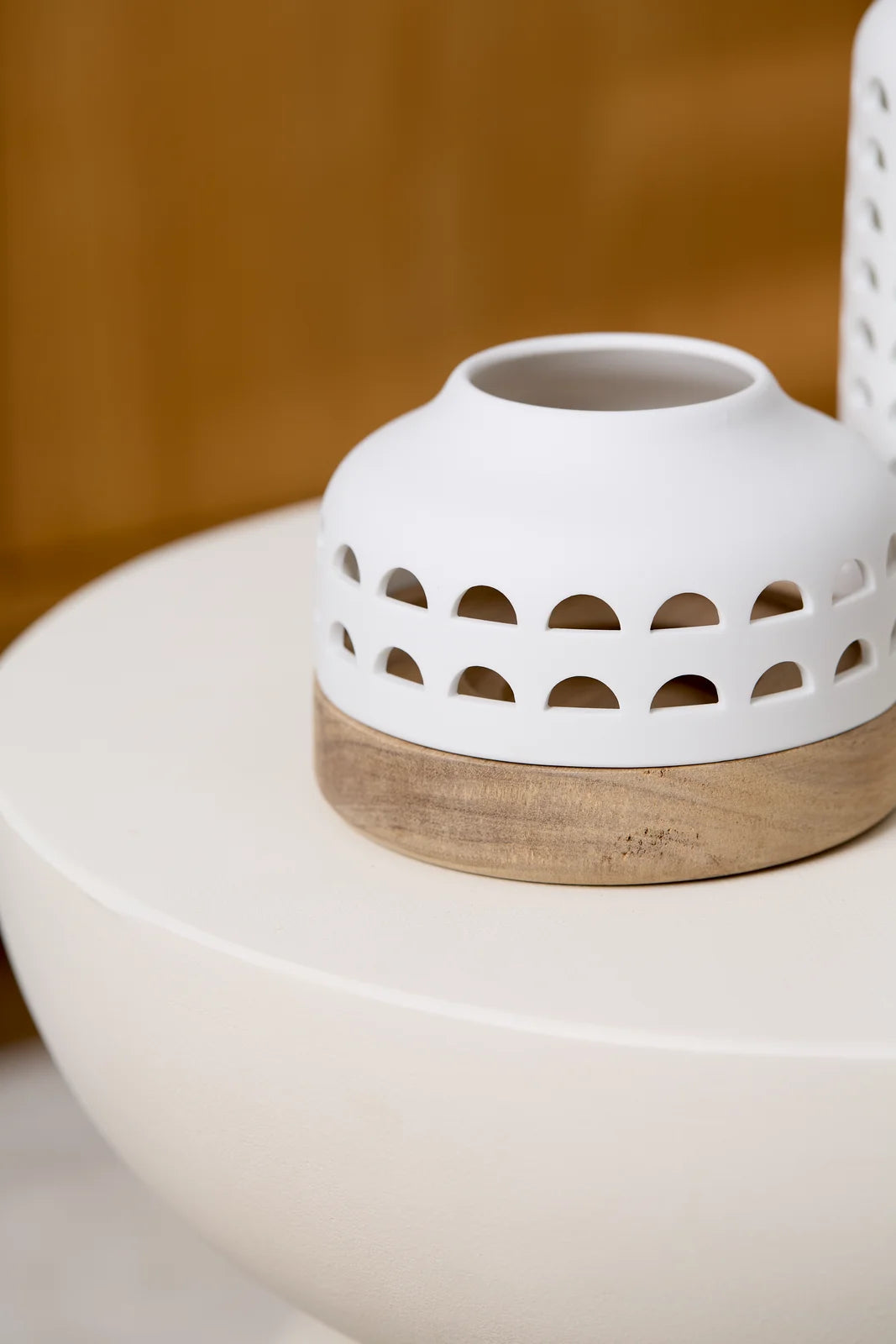 Lanterne d12 cm h9,5 cm Räder porcelaine blanche