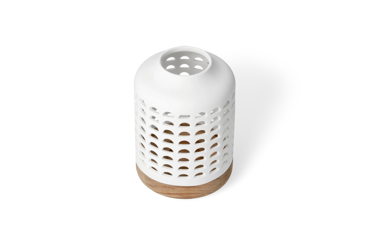 Lanterne d12 cm h17 cm Räder porcelaine blanche