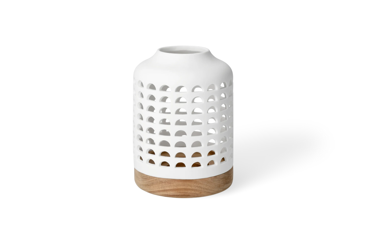 Lanterne d12 cm h17 cm Räder porcelaine blanche