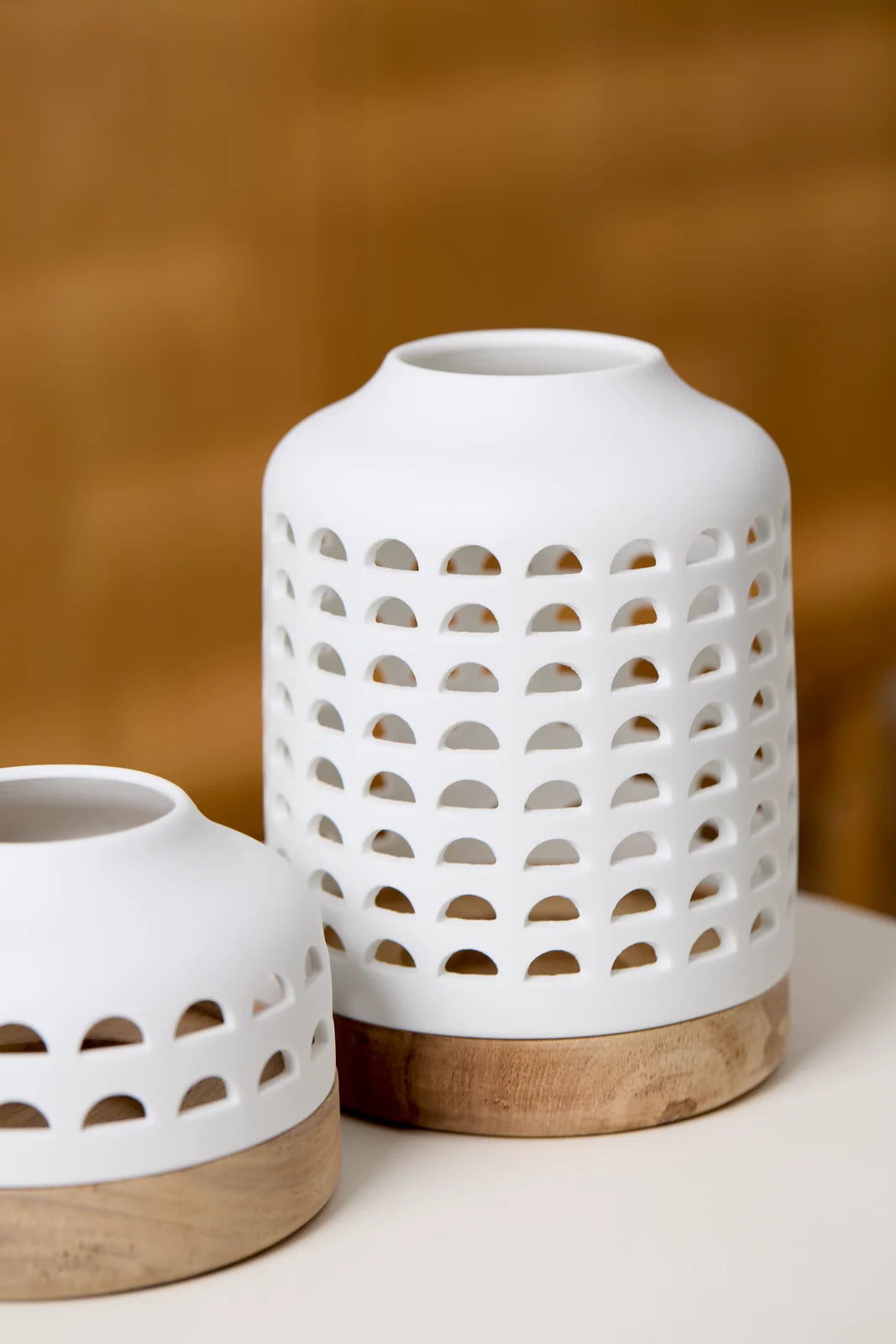 Lanterne d12 cm h17 cm Räder porcelaine blanche