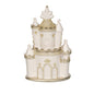 Tirelire château beige et doré en résine 24 cm
