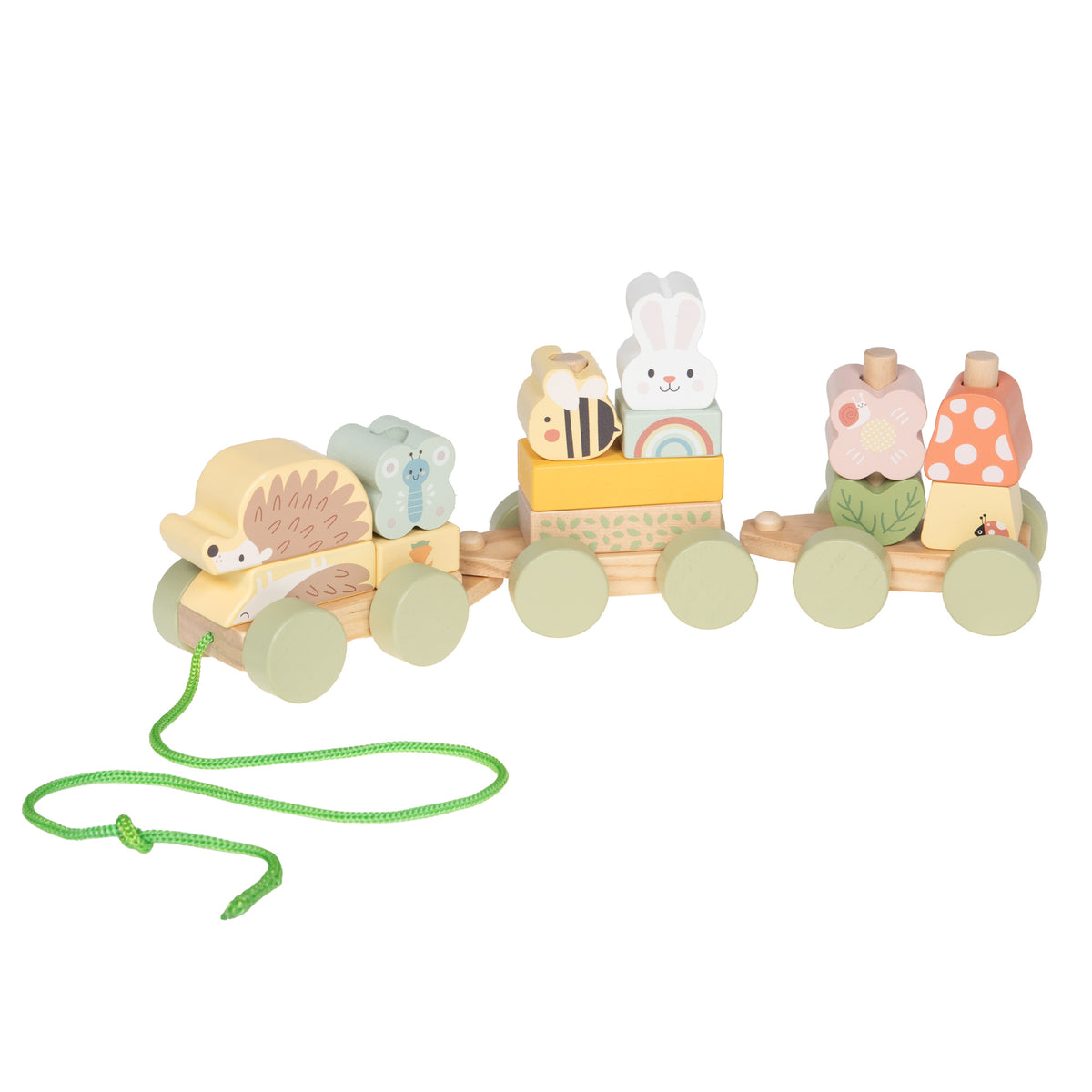 Jouet petit train à tirer forêt multicolore en bois fsc