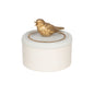 Boite oiseau en résine crème/dorée h12 cm