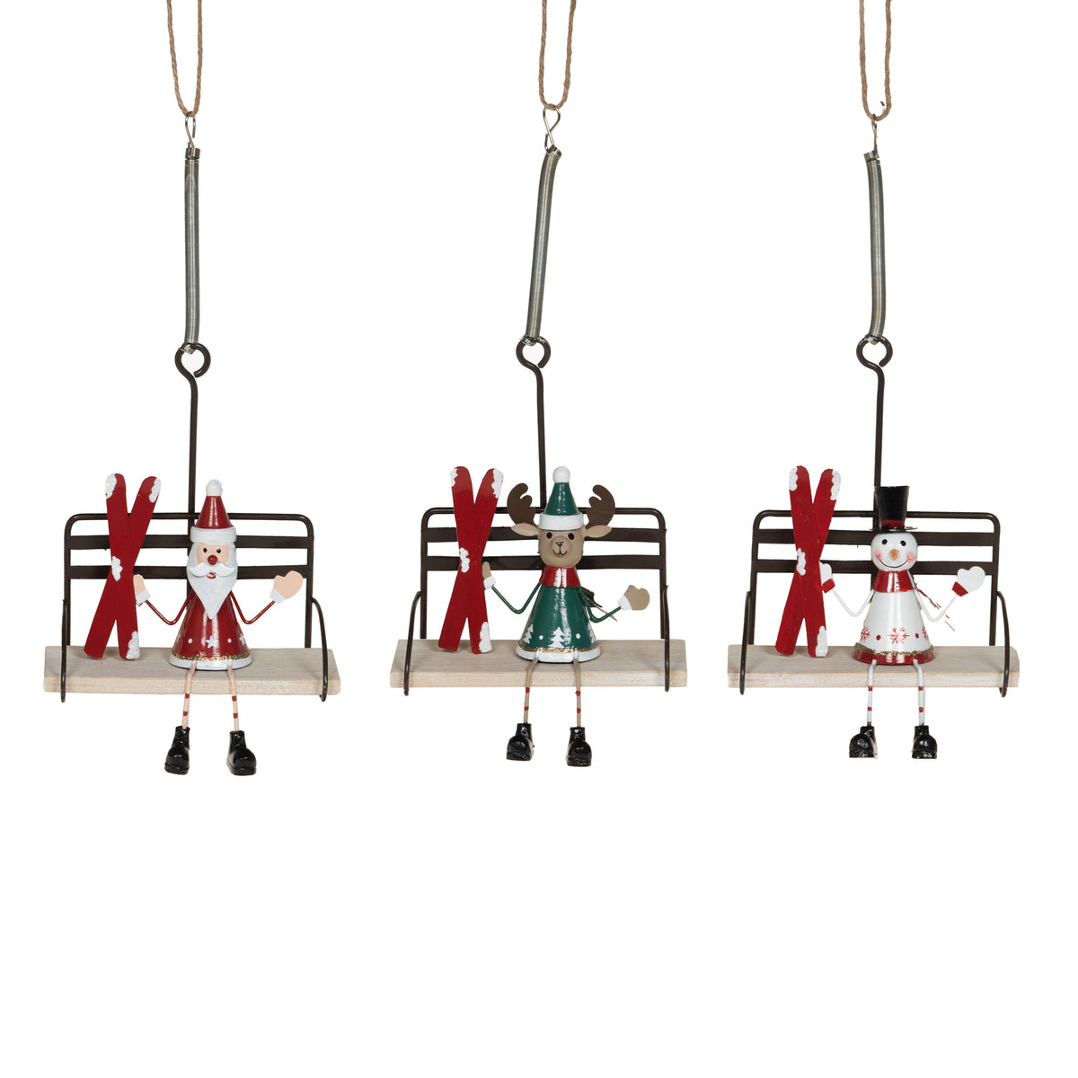 Décoration de noël télésiège à suspendre rouge h16 cm en métal