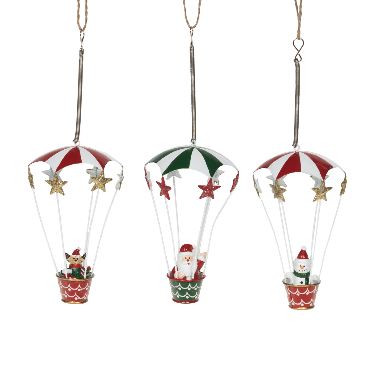 Décoration de noël parachute à suspendre h13 cm en métal