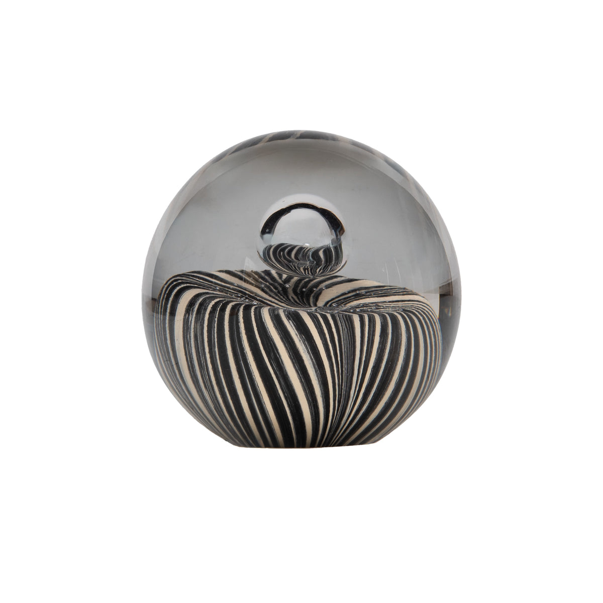 Boule sulfure Ori en verre soufflé - lignes noir et crème