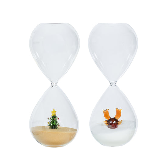 Sablier de Noël en verre - ornements festifs colorés à l'intérieur