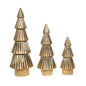 Set de 3 photophores sapin en métal doré h33 cm