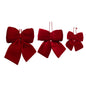 Set de 3 noeuds à suspendre en velours rouge h33/20/14 cm