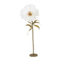 Fleur sur socle Poppy - coquelicot géant en papier blanc aux feuilles dorées