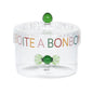 Bonbonnière en verre transparent - couvercle inscrit Boîte à bonbons multicolore