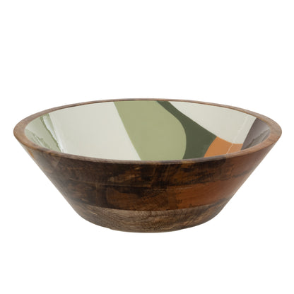 Saladier Mils - extérieur en bois de manguier et intérieur émaillé crème