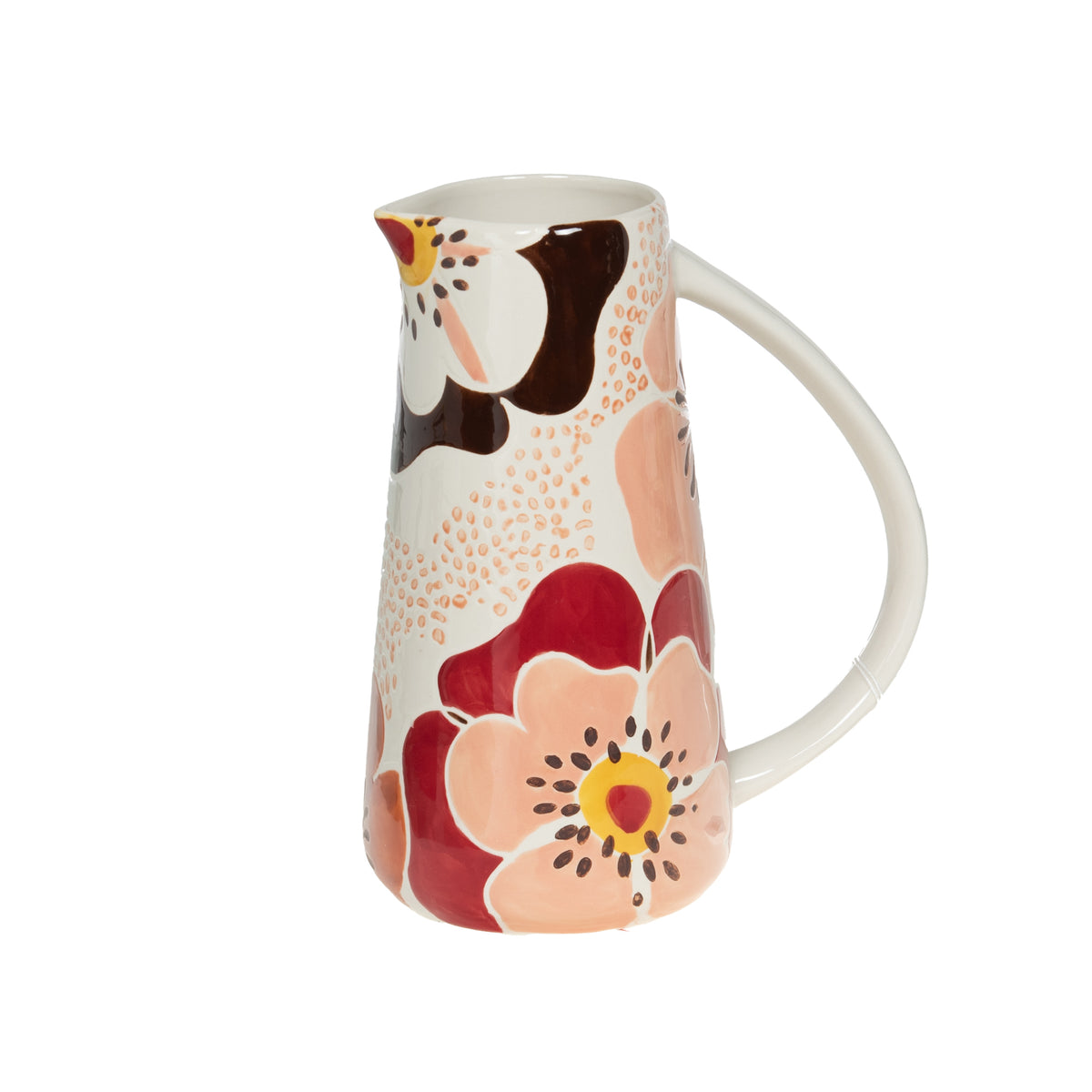 Pichet Florine en grès - décor de fleurs délicates et silhouette raffinée