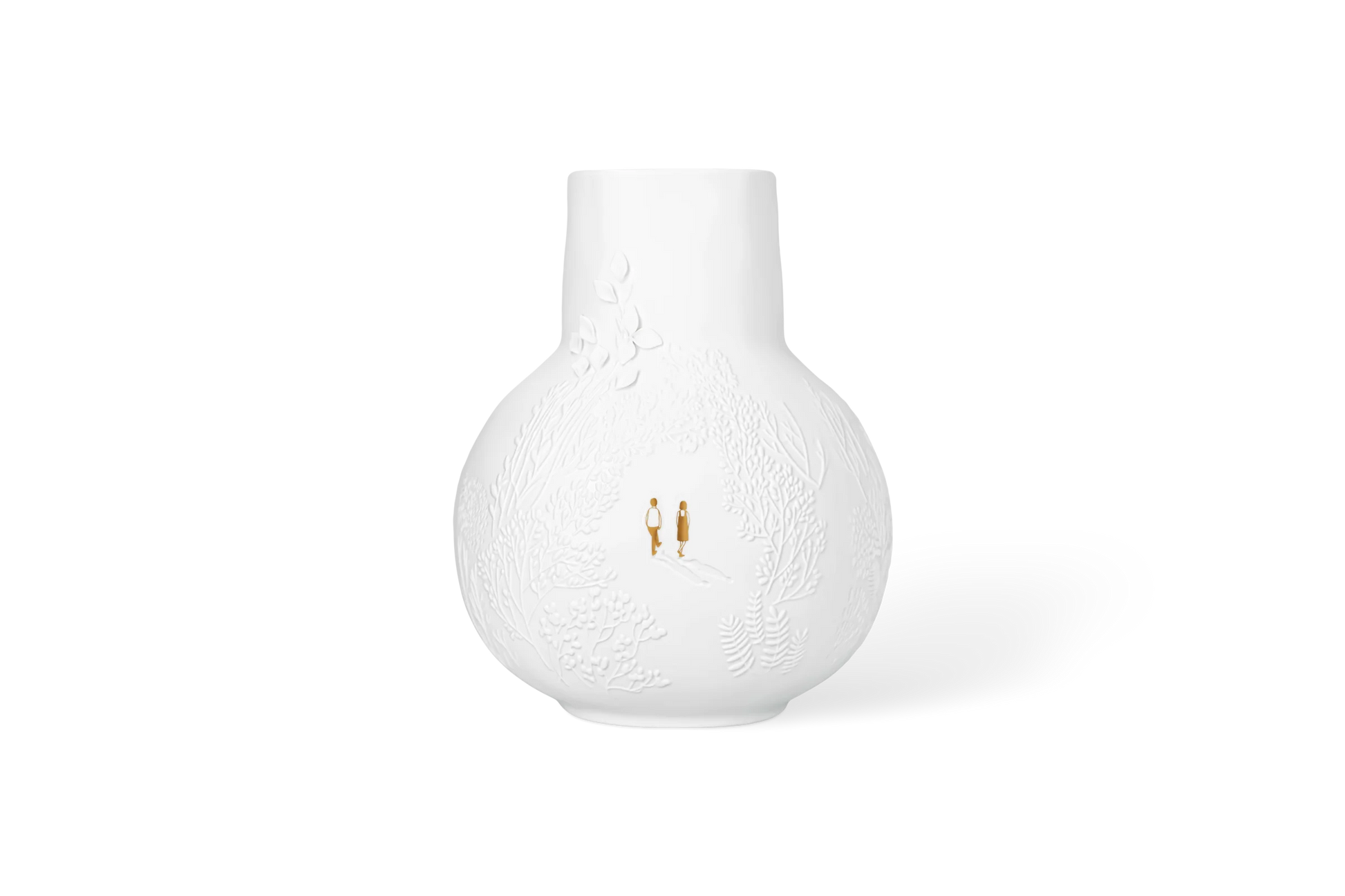 Vase promeneurs dorés d20,5 x h25 cm Räder porcelaine blanche