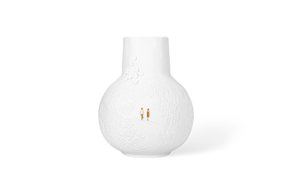 Vase promeneurs dorés d20,5 x h25 cm Räder porcelaine blanche
