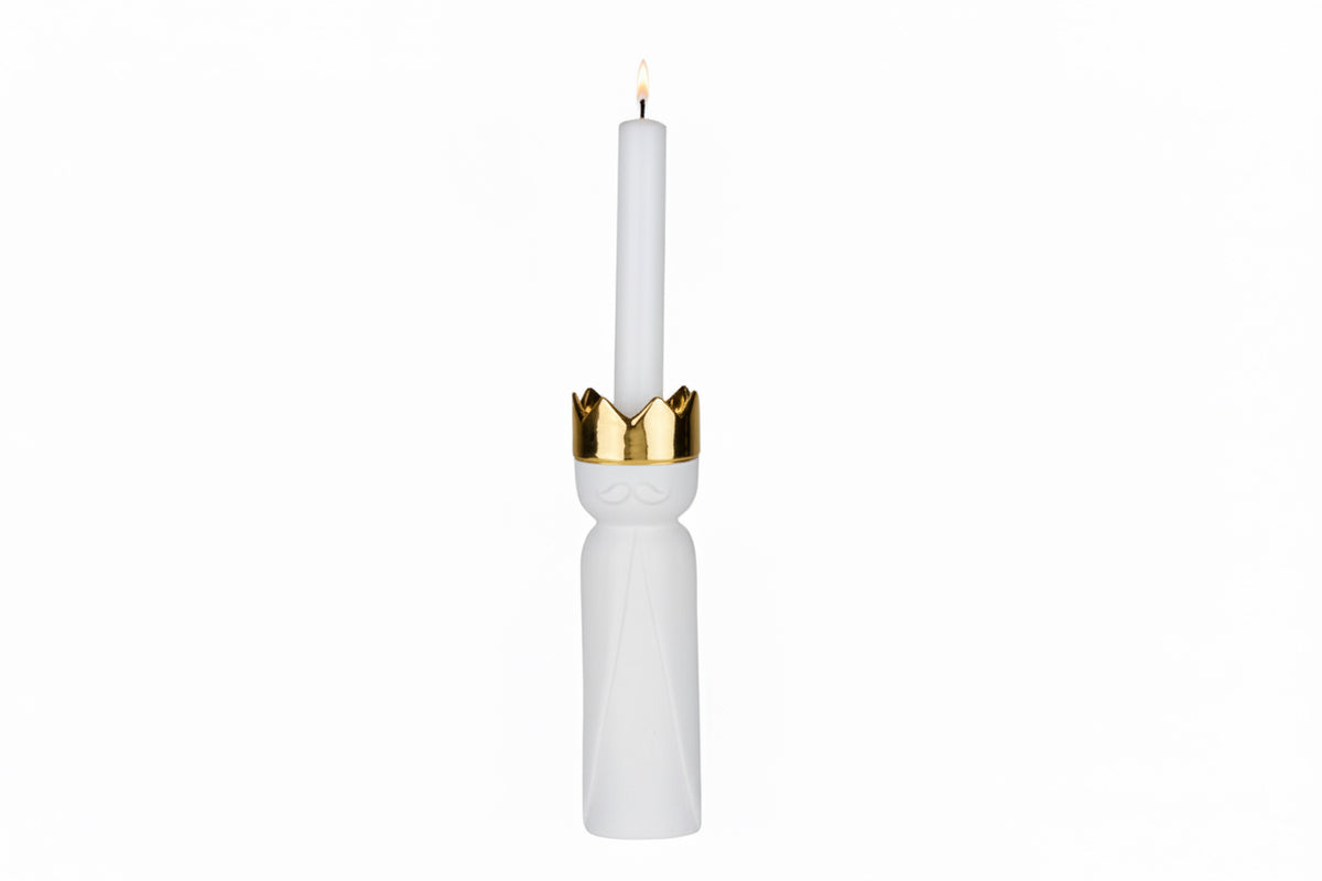 Photophore roi mage Balthazar Räder porcelaine blanche