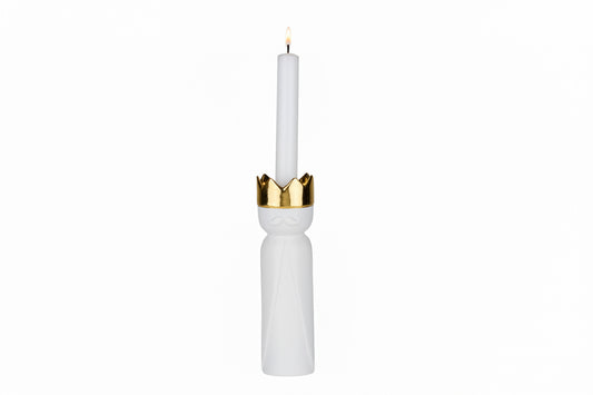 Photophore roi mage Balthazar Räder porcelaine blanche
