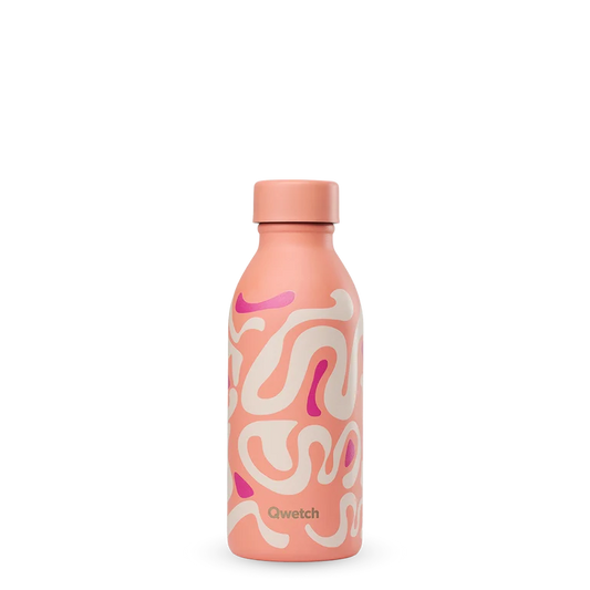 Bouteille isotherme Qwetch 500 ml - ondulations Waves couleur pêche
