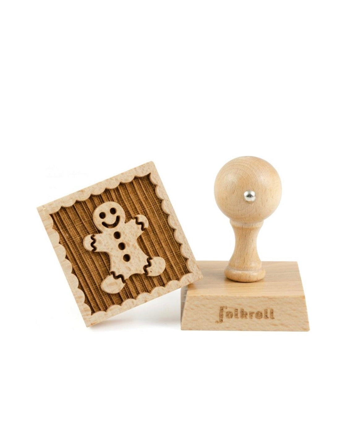 Tampon à biscuits Folkroll en bois de hêtre gravé