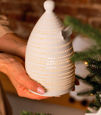Grand photophore ange Räder porcelaine blanche