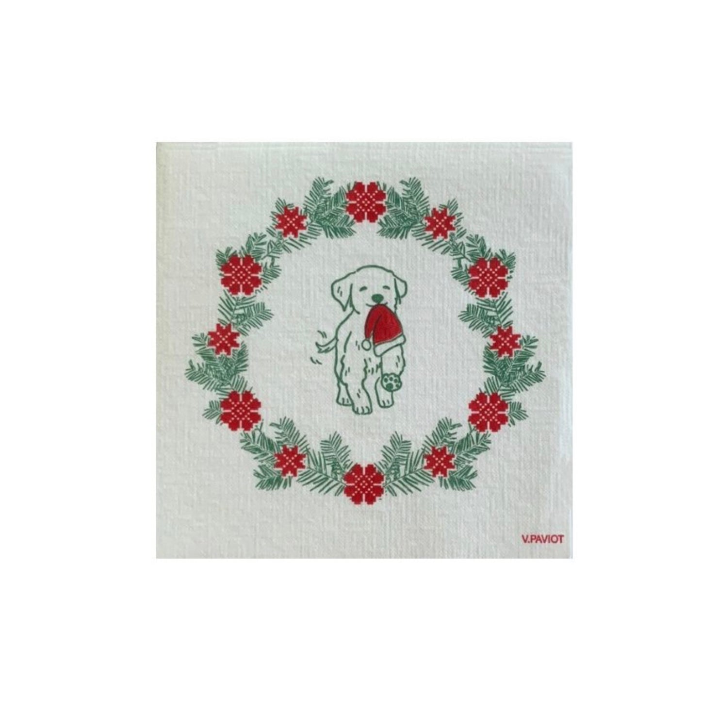 Serv 25 x 25 chien bonnet - Francoise Paviot